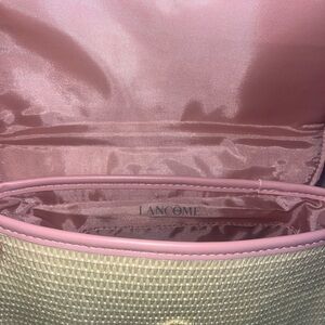 Lancome Pink and Cream Straw Cosmetic Bag